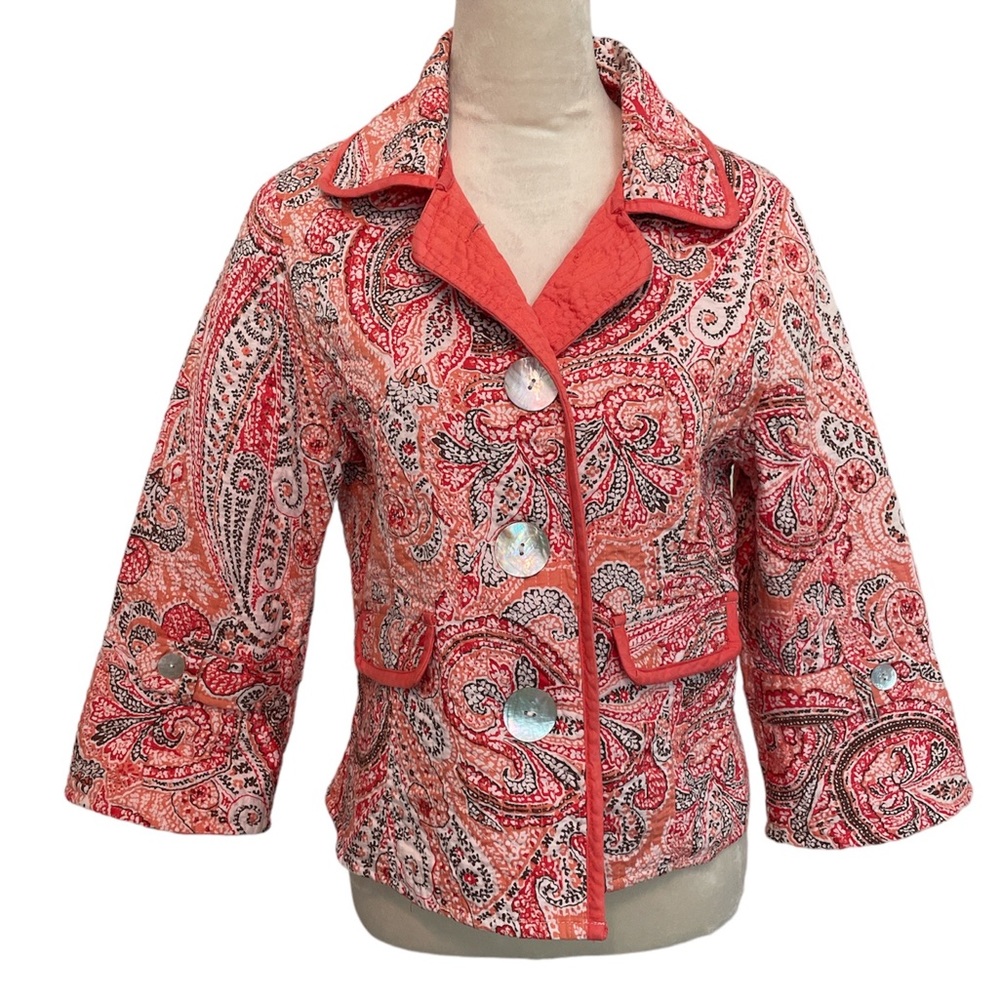 Patty Kim Peach Paisley Quilted Jacket